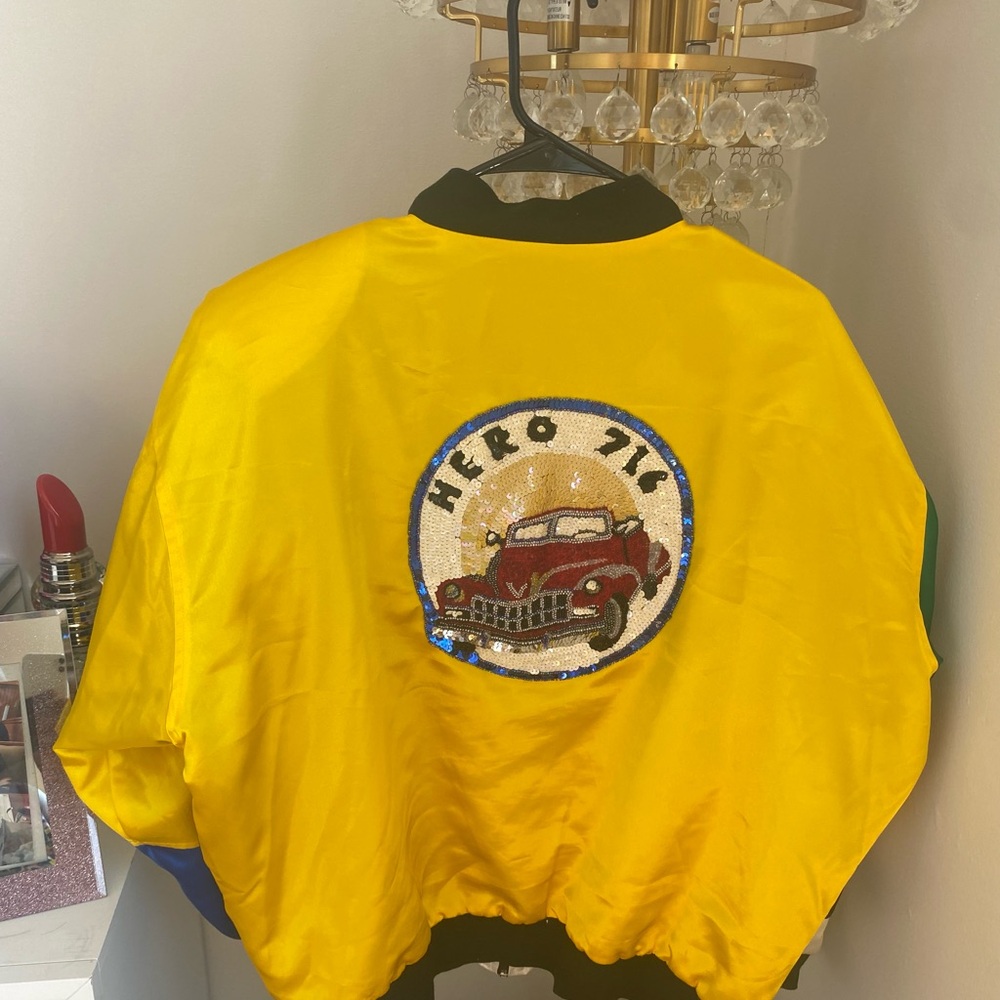 Colorblock Racing Bomber Jacket - Multicolor - Picture 4 of 4